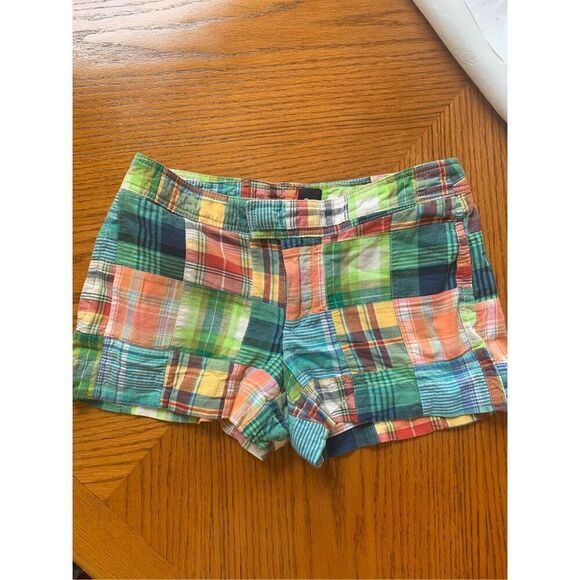 Gap Plaid Madras Patchwork Shorts 100% Cotton Colorful Rainbow - Picture 1 of 7